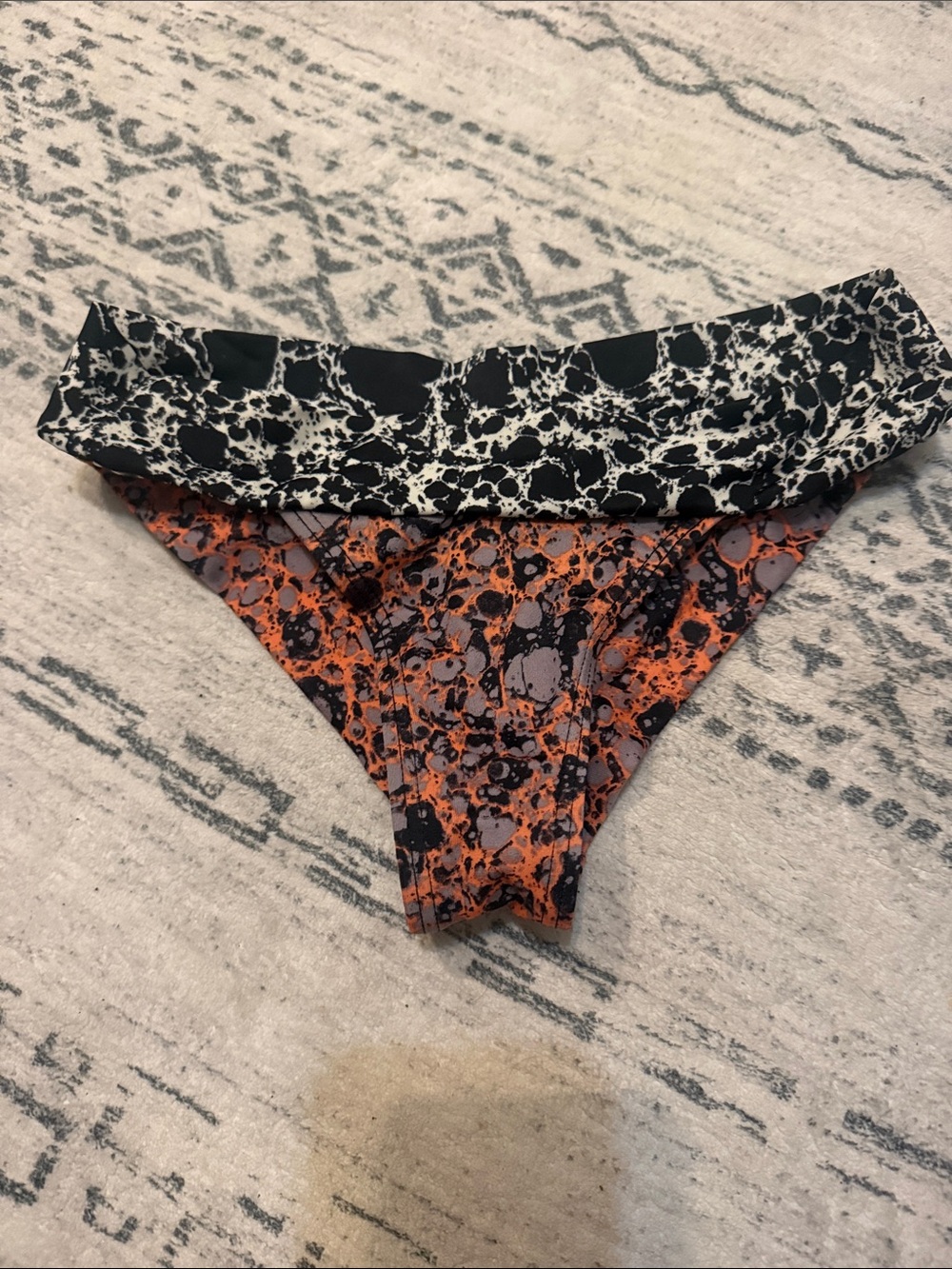 RVCA Orange and Black Kids Bikini Bottoms with Fold-Over Waist